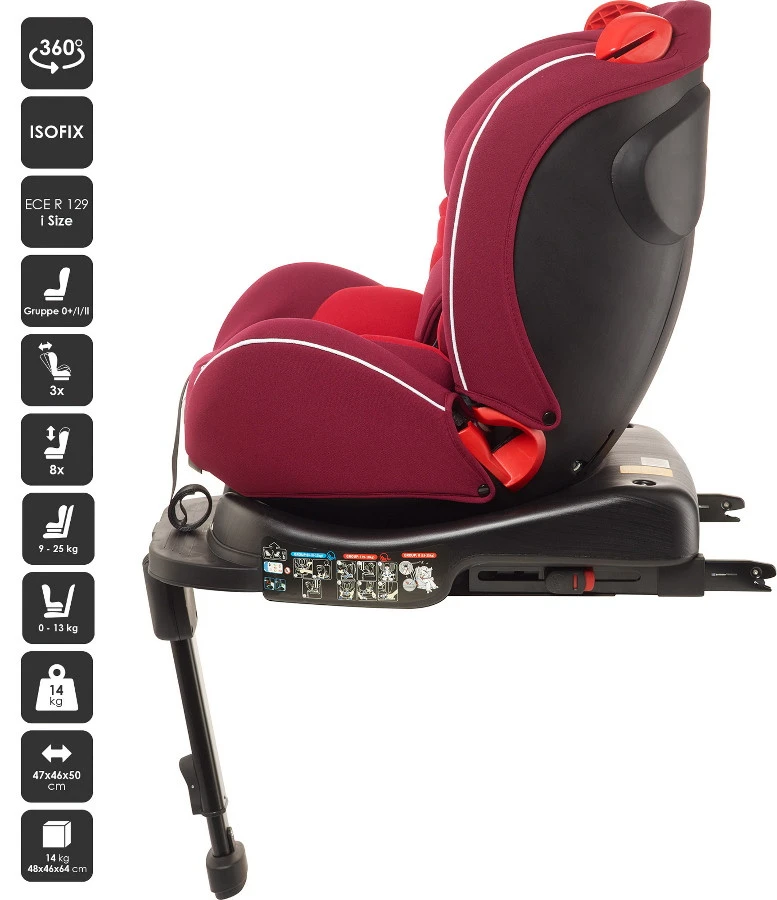 Babygo Fixleg Red Isofix 360° Autostoel 0-25 Kg 2703 - Afbeelding 8