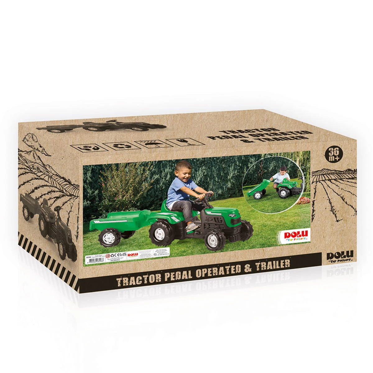 Dolu Ranchero Groen Traptractor Met Aanhangwagen 8246 - Afbeelding 2