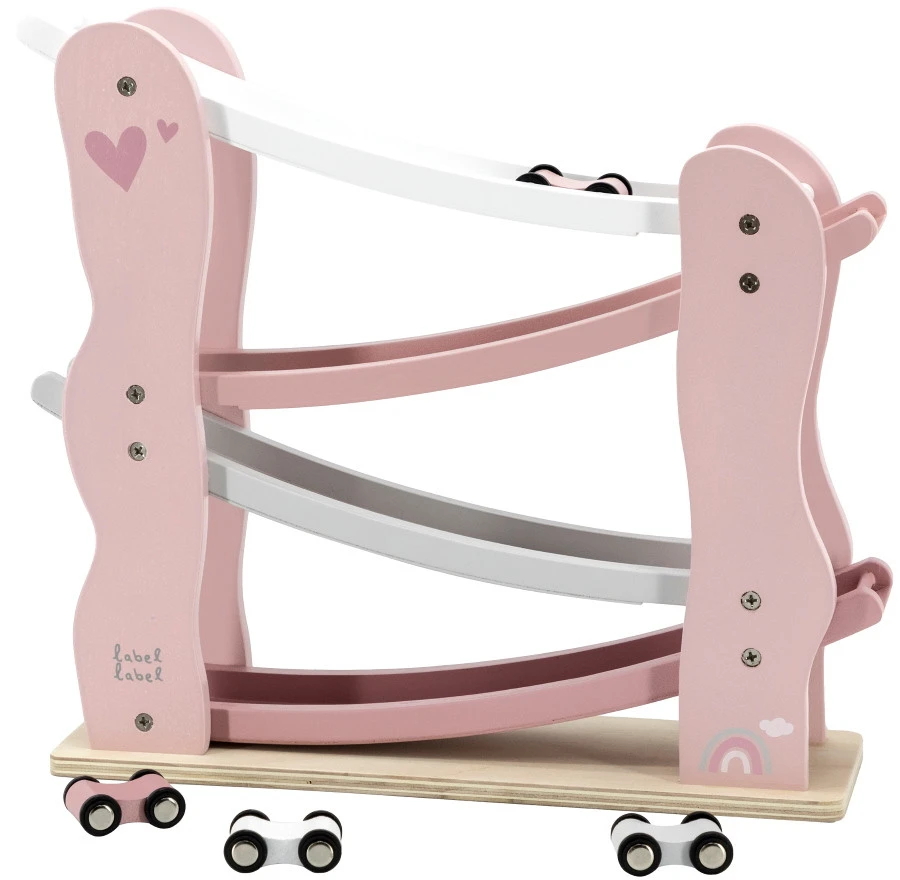 Label Label Roze Houten Autobaan LLWT-25125