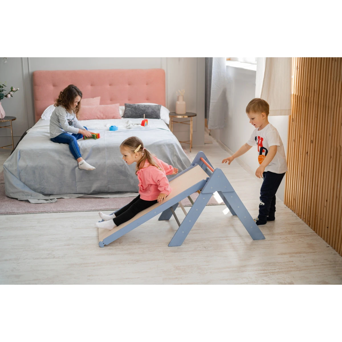 Luna Toys Colorful Multi Houten Klimrek Met Glijbaan LU-00537 - Afbeelding 4