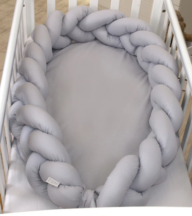 MamaLoes Amy Pure Grijs 2-in-1 Babynest En Braided Bedbumper 80661 - Afbeelding 2
