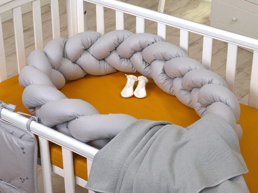 MamaLoes Amy Pure Grijs 2-in-1 Babynest En Braided Bedbumper 80661 - Afbeelding 6