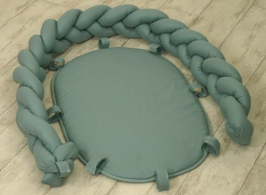 MamaLoes Amy Pure Stonegreen 2-in-1 Babynest En Braided Bedbumper 80663 - Afbeelding 4