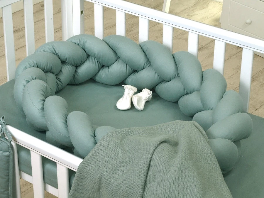 MamaLoes Amy Pure Stonegreen 2-in-1 Babynest En Braided Bedbumper 80663 - Afbeelding 7