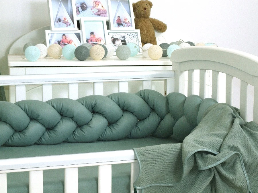 MamaLoes Amy Pure Stonegreen 2-in-1 Babynest En Braided Bedbumper 80663 - Afbeelding 6