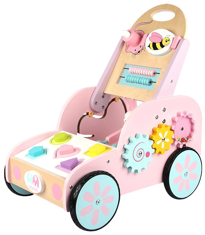 Eco Toys Roze Houten Activiteiten Loopwagen HC494888
