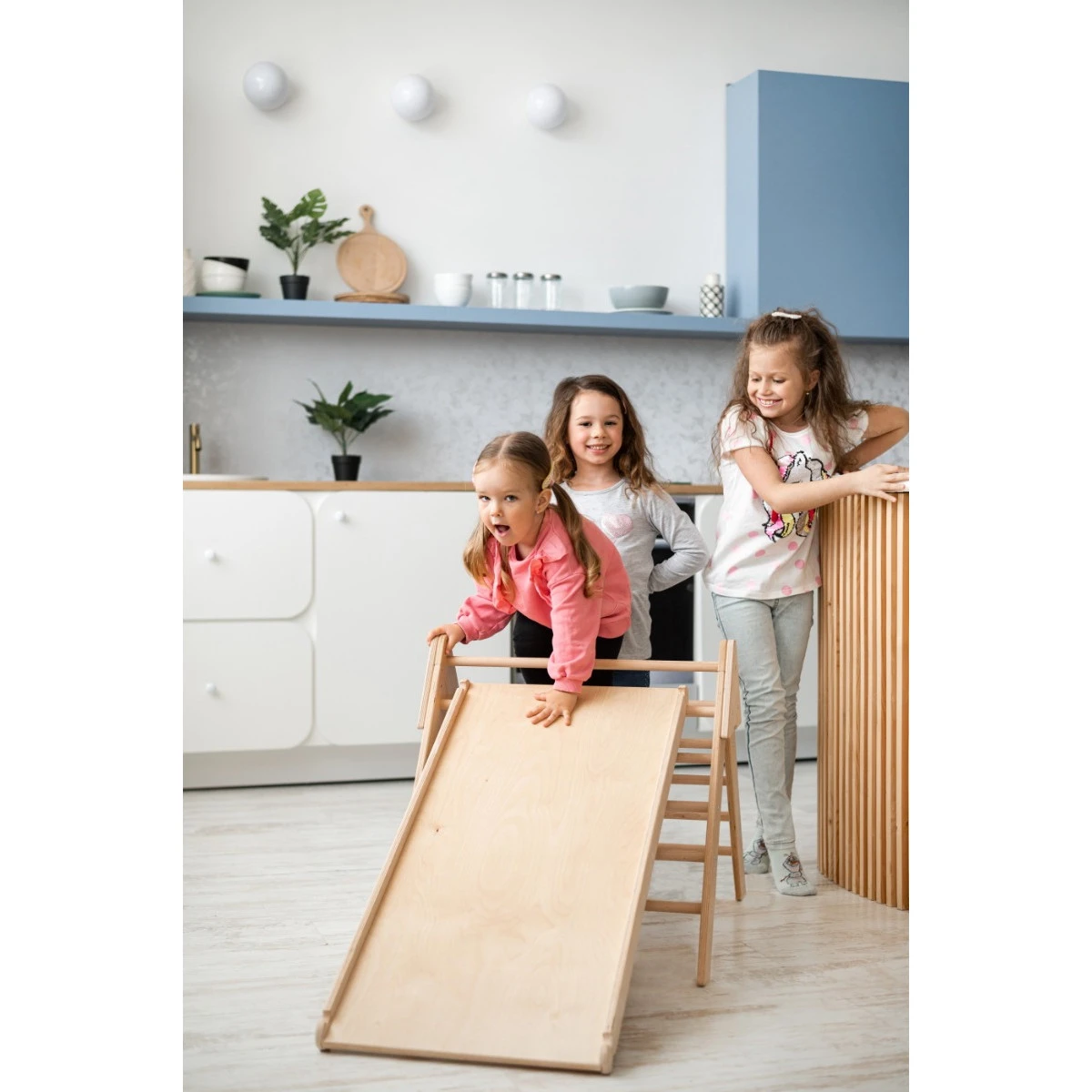 Luna Toys Naturel Houten Klimrek Met Glijbaan LU-36950 - Afbeelding 8